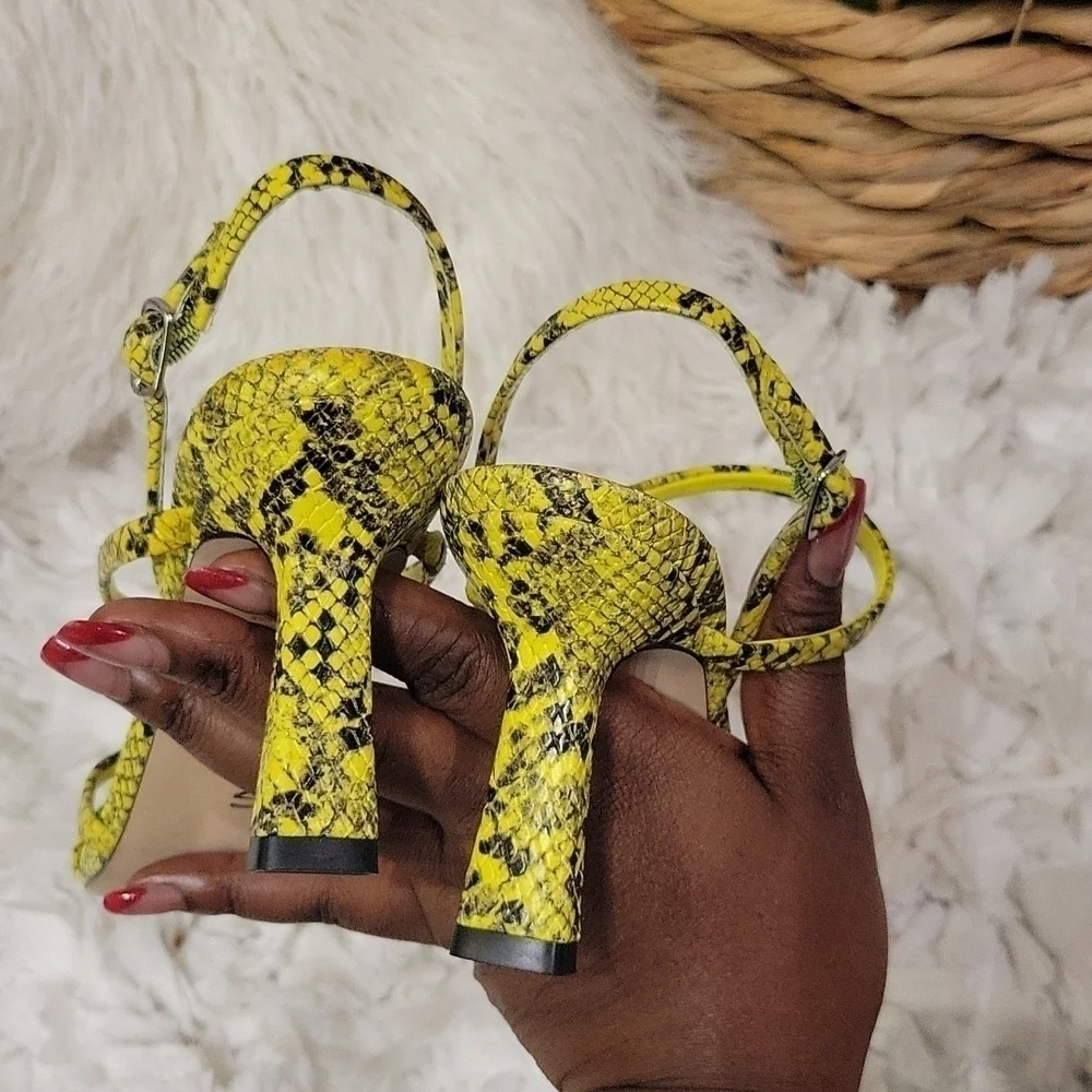 Gianni bini neveena yellow Reptile snake skin Strappy sandals